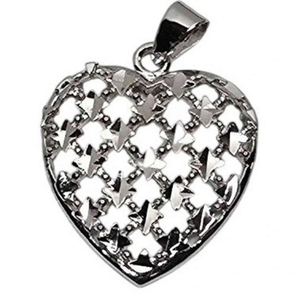 NEW Nothing But Hearts sterling silver Heart Pendant Filigree Textured Charm